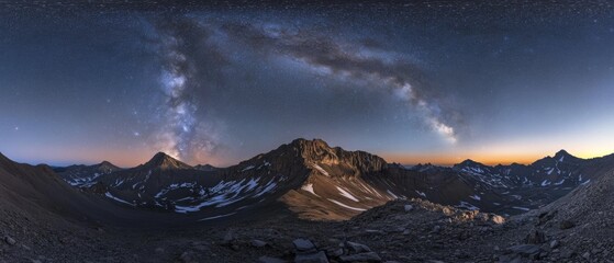 Wall Mural - The sky is filled with stars and the moon is visible in the distance