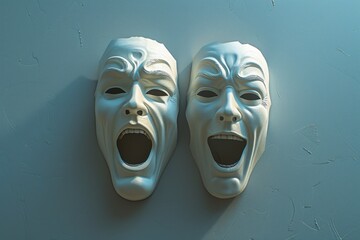 White Masks on Blue Wall