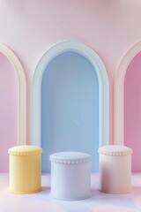 Wall Mural - Three stools against a wall