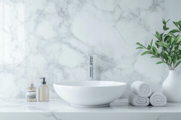 Wall Mural - White Sink Bathroom Counter