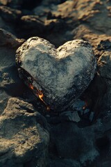 Wall Mural - Heart-Shaped Rock on Rocky Pile