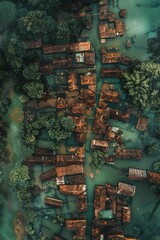 Wall Mural - surrounded village water