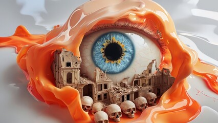 Wall Mural - helix nebula (god's eye) with an eye