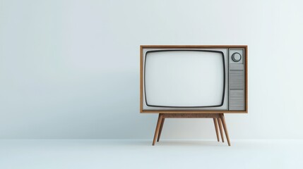 vintage retro tv set with a blank screen isolated on a clean white background evoking nostalgia and the timeless charm of classic television design perfect for creative interpretations
