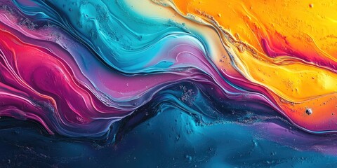 Poster - Colorful Fluid Painting Close Up