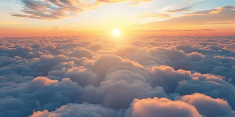 Wall Mural - beautiful cumulus clouds at sunset in the panoramic blue sky
