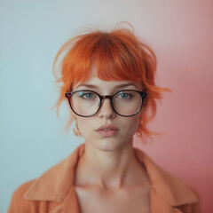 Canvas Print - Una chica nerd, de pelo naranja brillante