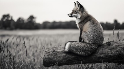 Canvas Print - Fox on Log