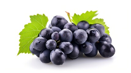 Captivating Contrast: Vibrant Isolated Black and Blue Grapes in Full Depth of Field