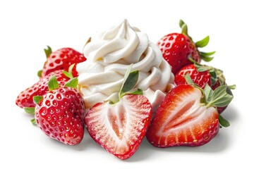 Wall Mural - Fresh Strawberries with Whipped Cream