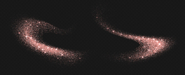 Wall Mural - rose gold glitter splashes, shiny star dust explosion, shimmer spray effect, festive holiday particl