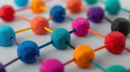 Wall Mural - vibrant 3d clay network icon, a dynamic marketing element showcasing interconnected nodes, designed 