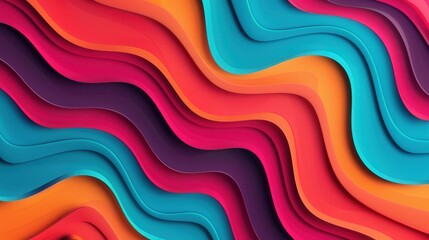 Wall Mural - dynamic abstract fractals, vibrant 3d shapes intertwining in a flat design, creating a mesmerizing v