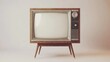 © Business Pics - An old vintage retro tv television set with blank screen and isolated on a white background.