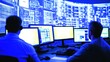 © upnowgraphics - Two Men Working at Computers in a Blue-Lit Room