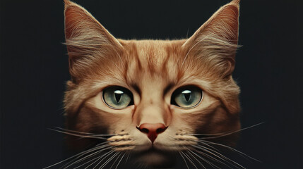 Poster - Close-up portrait of a ginger cat with piercing green eyes.