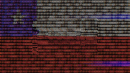 Binary code on flag of Chile. Program source code or Hacker concept on Chilean flag. Chile digital technology security, hacking or programming