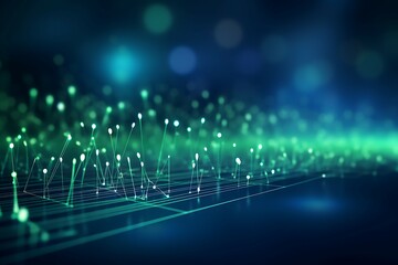 Leinwandbilder - Abstract technology background with glowing lines and particles. Vector Illustration