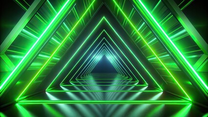 Wall Mural - abstract black and green neon triangle background
