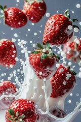 Wall Mural - Strawberries and Milk Splash