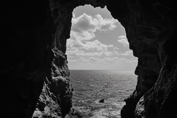 Wall Mural - black and white ocean