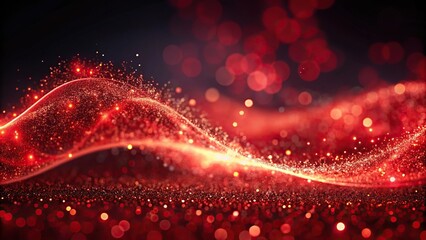 Wall Mural - abstract red wave with glowing particle