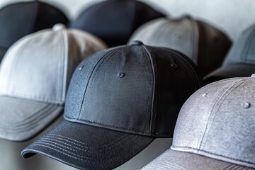 Wall Mural - Row of hats on a table