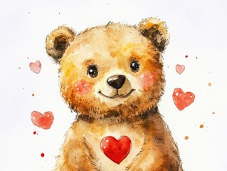 Canvas Print -  Bear Holding Heart