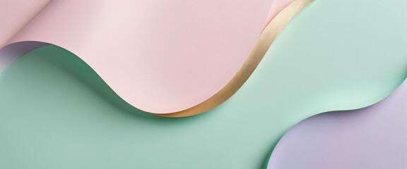 Wall Mural - Pastel Paper Banner with Gradients