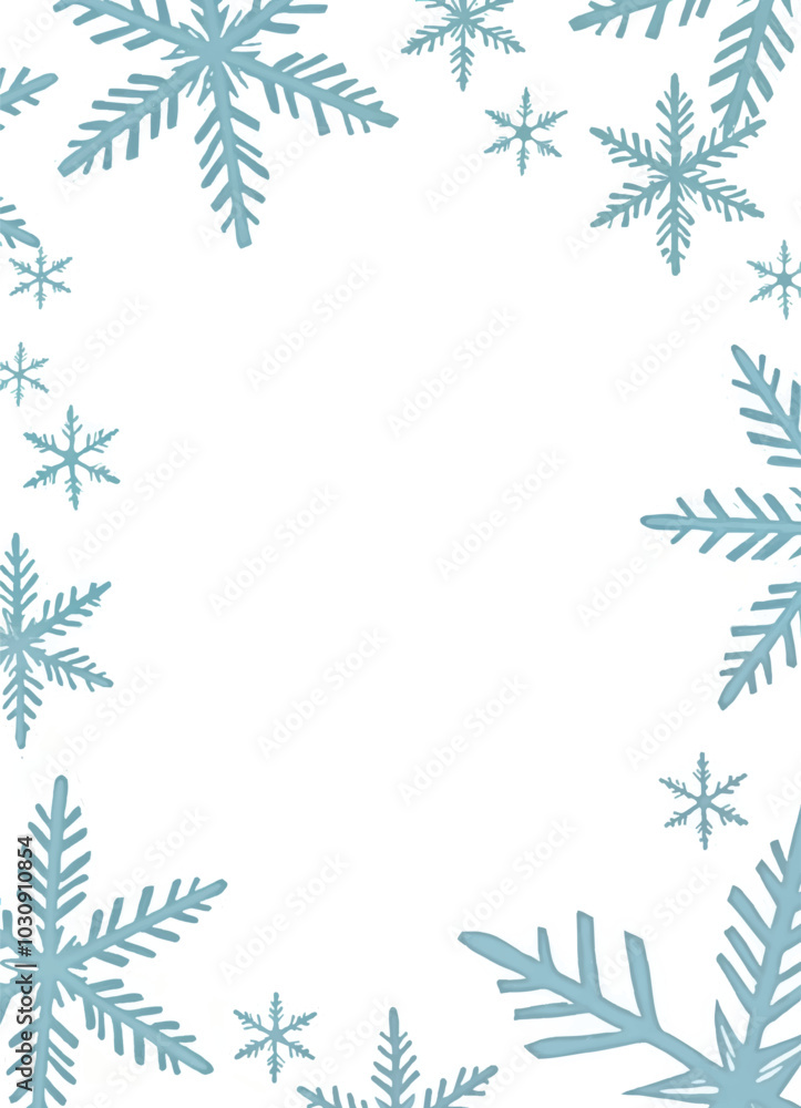 christmas card vector with a frame of snowflakes in varies sizes and ...