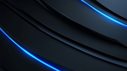 Wall Mural - Abstract black background with blue glowing lines, creating a modern and futuristic concept, perfect for tech projects. Luxurious and stylish, ideal for a sleek and minimalistic aesthetic