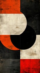 Poster - Abstract modern painting using black and red as main colors and white as secondary with a textured effect, creating a vintage background