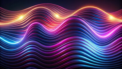 Wall Mural - fluid pattern with undulating wave and spiral designs, dark strip with shimmering neon highlight ref