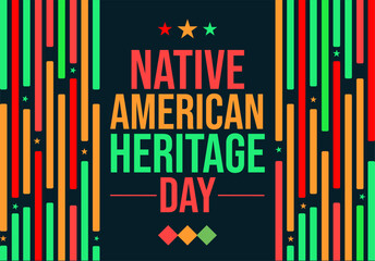 The day is observed after Thanksgiving holiday, colorful traditional native American heritage day background design