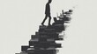 © imageX - Person walking up endless office staircase, showing the unrelenting nature of burnout