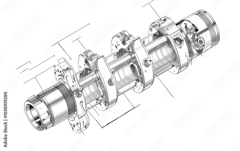 Detailed engineering design of a precision camshaft showcasing ...