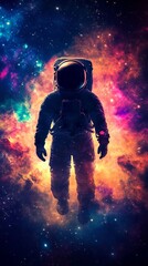 Wall Mural - astronaut is floating in space with a colorful nebula in the background, capturing the awe-inspiring
