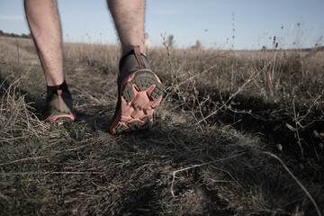 Cross-country running in summer sunshine concept for exercising  fitness and healthy lifestyle