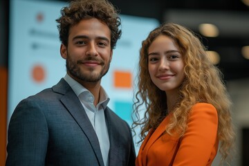 Business team smiling together in an office building