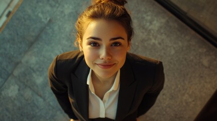 Canvas Print - Businesswoman looking up