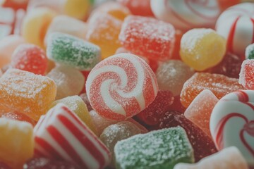 Wall Mural - Close-up of piled candies