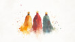 © Bamboo Visual - Watercolor illustration of the three wise men on their backs, perfect design for festive stationery and Christmas artwork