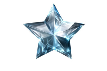 Leinwandbilder - Shiny, translucent star with sharp edges, showcasing reflections and light refraction against a white background.