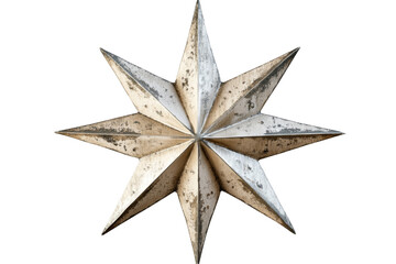 Aufkleber - Three-dimensional star decoration on a white background, showcasing intricate details and vintage texture.