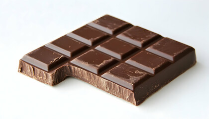 A single chocolate bar displayed on a white background, simple yet tempting  