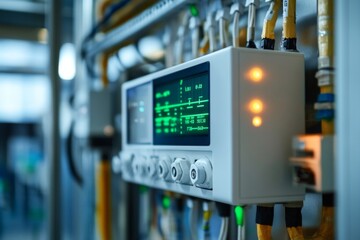 Wall Mural - closeup view of a sensor in an energy management system.