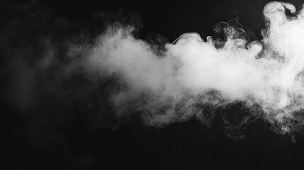 Canvas Print - a wispy cloud of white smoke drifts across a black background.