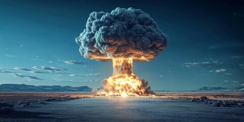 depiction of isolated nuclear explosion on a clean background