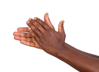 Wall Mural - Man clapping his hands isolated on white or transparent background