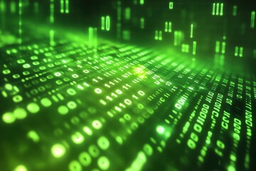Green Binary Code Abstract Background. Technology Concept with Digital Numbers
